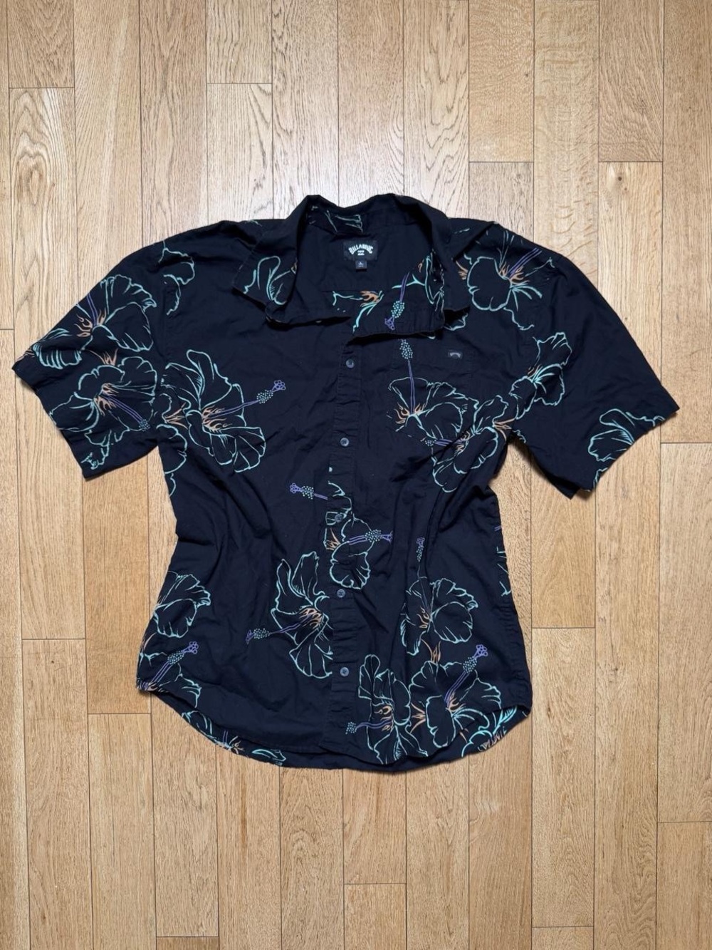 Y2K Billabong Hawaiian Button Up Shirt Skater 2000s Flower Vintage Surfcore